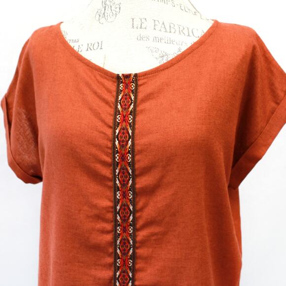Kani Dress Woman Brown Linen Ethnic Top Blouse Tank Small - Picture 3 of 8